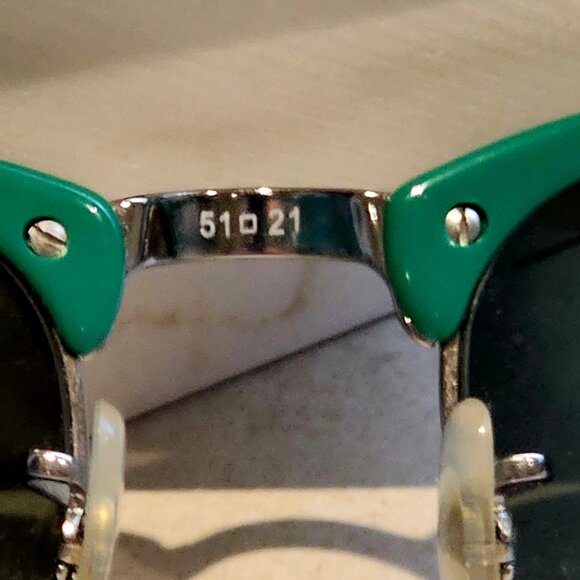 Genuine Ray-Ban RB3106 Clubmaster w/ Black Frame over Silver w/ Green Temples - Picture 6 of 7